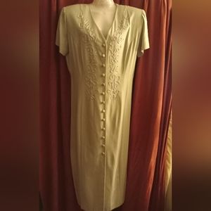 Spring Dress Tea Length Button Up Front Short Sleeve Mint sz 14 by Sheri Martin